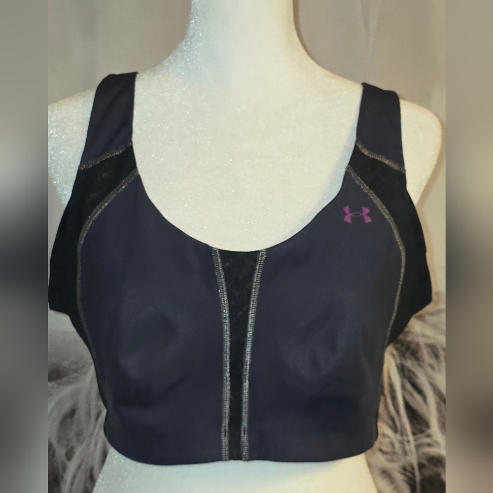 Under Armour Women's Black and Purple Sports Bra